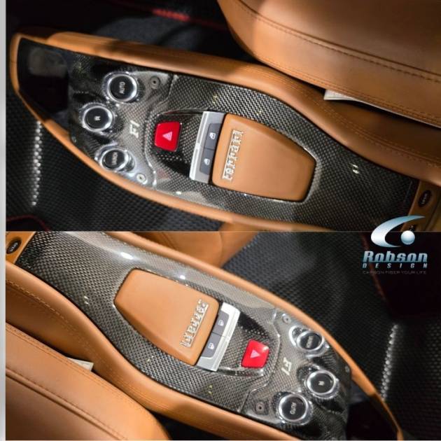 Ferrari 458 Italia Premium Plain Carbon Fiber Gear Shift Panels (2pcs) 2015-2019(core exchange required)
