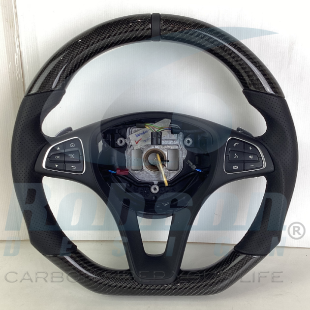 Mercedes Benz W205 C Class E200 E250 W204 W207 W212 W213 2015-2019 carbon Fiber Steering Wheel *black ring*(core exchange required)