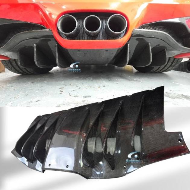 Ferrari 458 Italia Premium Plain Carbon Fiber Rear Diffuser with Fins 2009-2015(core exchange required)