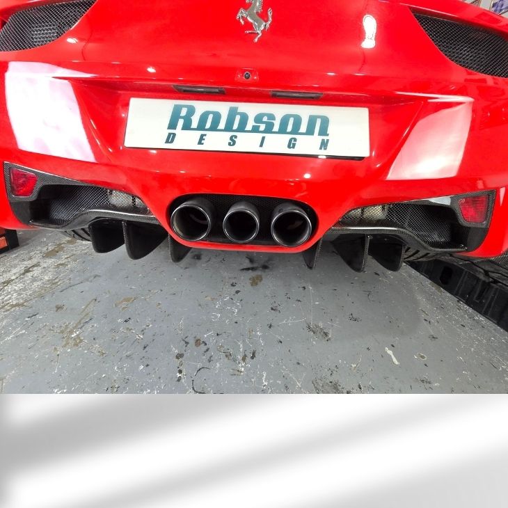 Ferrari 458 Italia Premium Plain Carbon Fiber Rear Bumper Fog Light Panel*2pcs* 2009-2015(core exchange required)