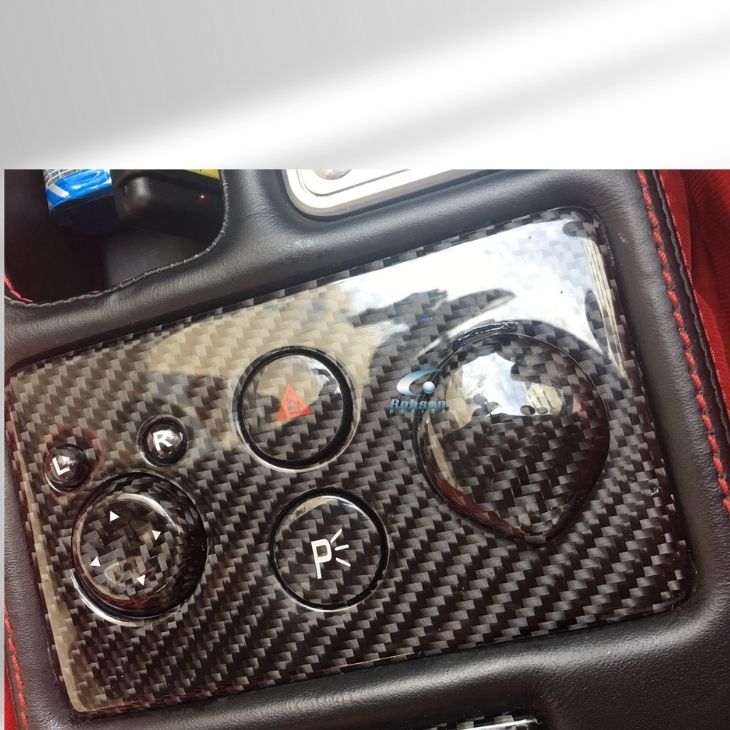 Ferrari 430 Scuderia 2004-2009 Premium Plain Carbon Fiber Hazard Light panel with all buttons *7pcs*(core exchange required) - Image 2