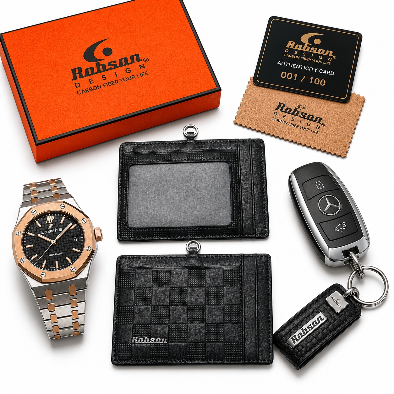 Robson Signature Carbon Fibre Genuine Leather Card Holder - Image 2
